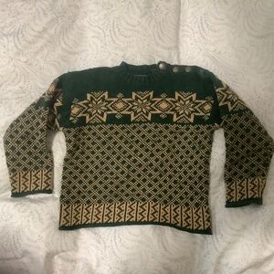 Boy's Green and Ivory Pullover Cotton Sweater Size 4T